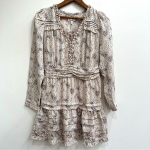 Heartloom Erika dress python snake print long sleeve ruched smocked waist small